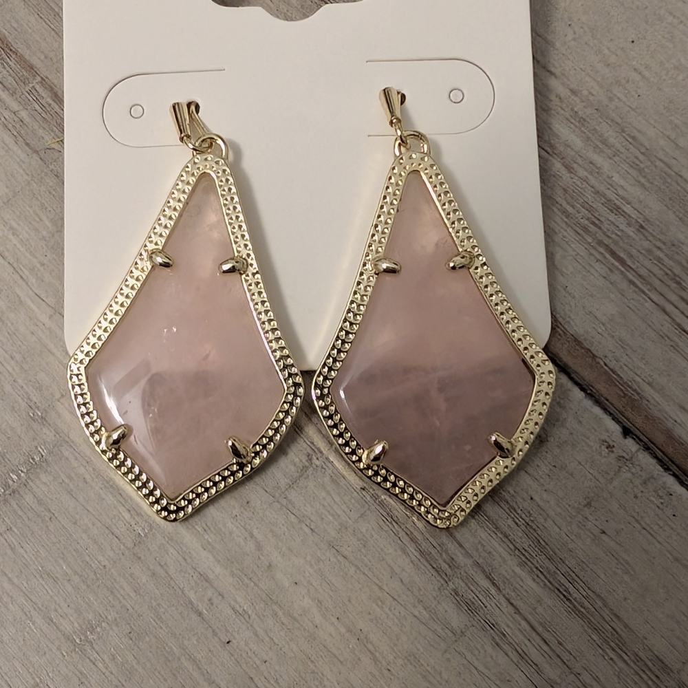 Kendra Scott Alex Earrings Gold And Rose Quartz